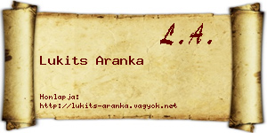 Lukits Aranka névjegykártya